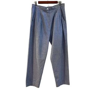 VINTAGE STEPHANIE BY SUZELLE PLEATED HIGH WAISTED CROPPED PANTS BLU PLUS SIZE 32
